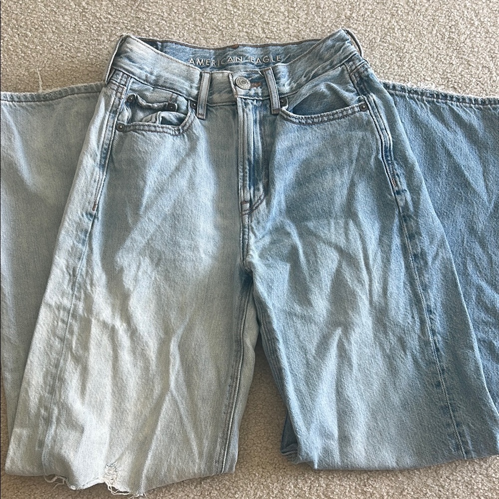 American Eagle Two-Tone Wide Leg Jeans